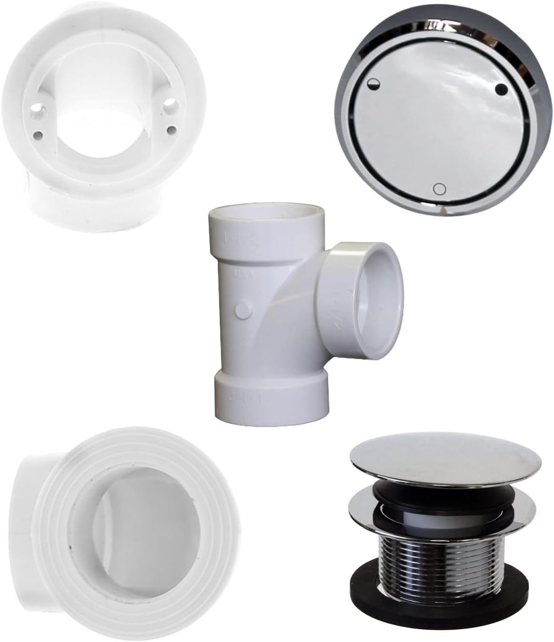 Westbrass D493244CHM-4-26 Bath Waste & Overflow Assembly with Patented Deep Soak Faceplate Cover and Tip-Toe Drain Plug - SCH. 40 PVC, Polished Chrome (4-Pack)