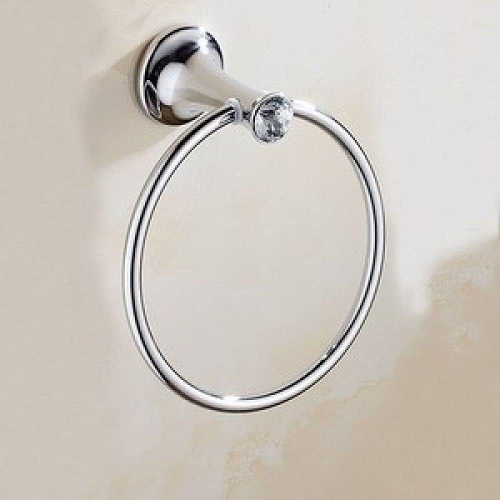 Chrome Plated Double Towel Bar Bathroom Accessories - Modern Wall-Mounted Towel Rack, Robe Hook, Soap Basket(Towel Ring)