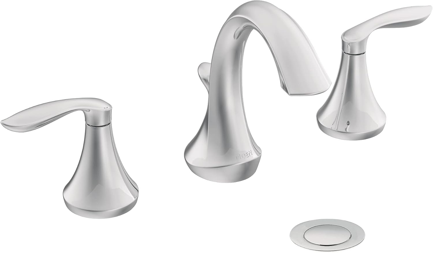 Moen Eva Chrome Transitional Two-Handle High-Arc Widespread Bathroom Faucet with Drain Assembly, Valve Required, T6420