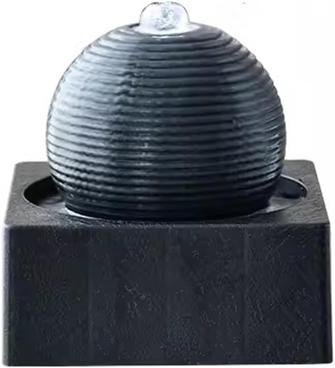 GLigeT Tabletop Fountain Living Room White Desktop Small Flowing Water Modern and Minimalist Office Circular Fountain Decorations Plastic Desktop Fountain Water Fountain Decor(Black)