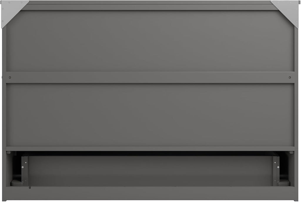 AFI, Northfield Murphy Bed Chest Queen with 6' Mattress, Storage Drawer & Built-in USB Charger, Grey
