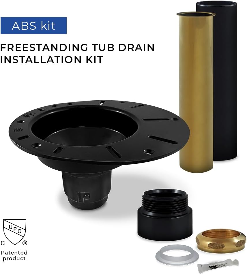 Freestanding Tub Drain Installation Kit (ABS), Bathtub Drain Rough-In Kit for Floor-Mounted Freestanding Bathtubs