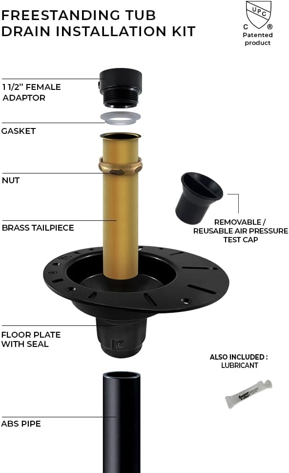 Freestanding Tub Drain Installation Kit (ABS), Bathtub Drain Rough-In Kit for Floor-Mounted Freestanding Bathtubs