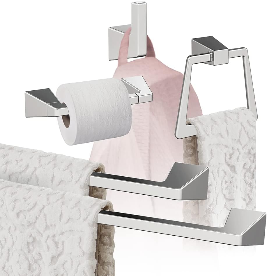 Amerock | Chrome | Blackrock | 5 Piece | Bathroom Accessories Set