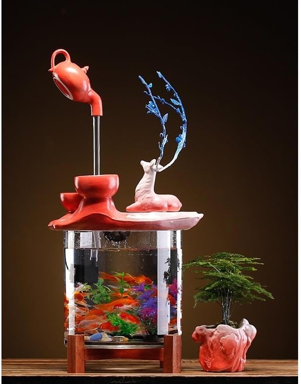 GUERNSEY Tabletop Fountain Tabletop Fountain Small Desktop Water Fountain Living Room Fish Tank TV Cabinet Ornaments Creative Home Decorations Indoor Fountain