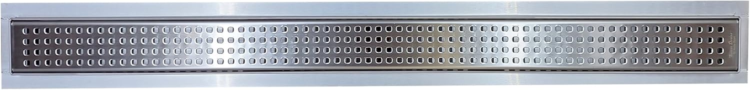 Royal Linear Shower Drain Stainless Steel Traditional Square By Serene Steam 35 5/8