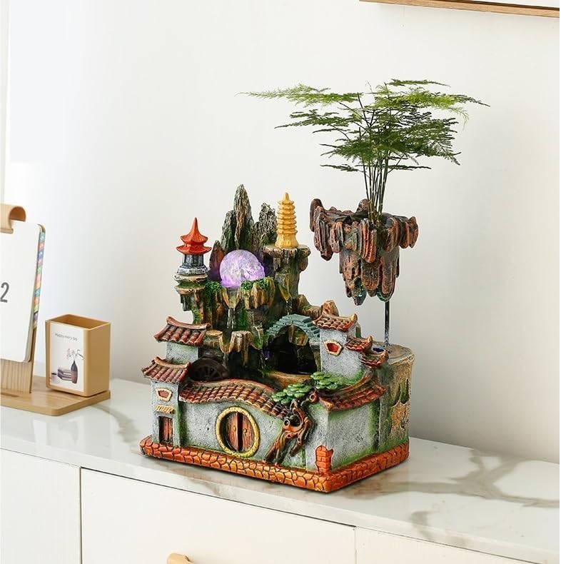 GUERNSEY Tabletop Fountain Tabletop Fountain Creative Flowing Water Wealth Ornaments Circulating Water Living Room Office Fountain Indoor Fountain