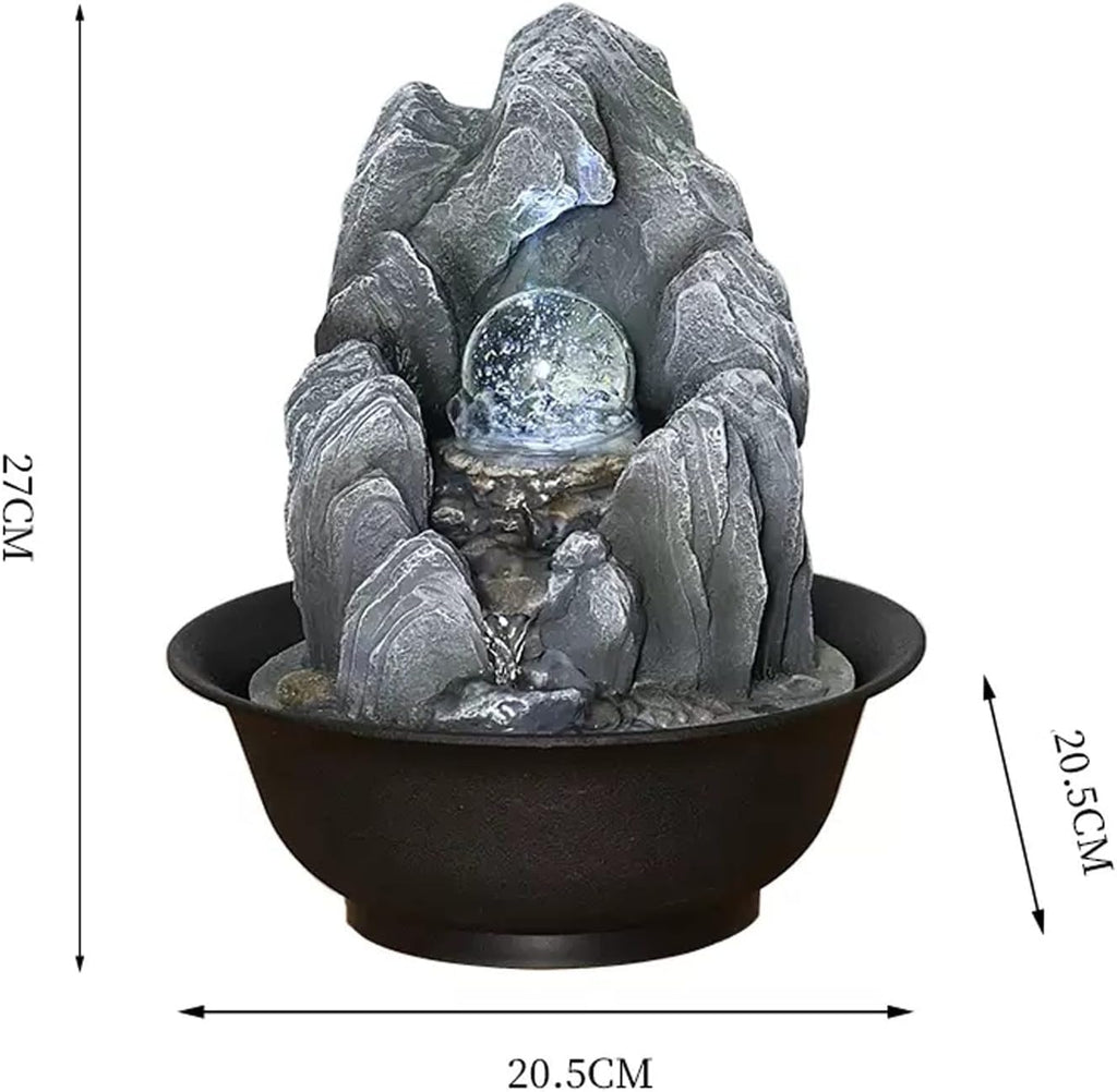 HIHELO Desktop Fountain Desktop Fountain Indoor Tabletop Fountain Waterfall with Rotatable Ball for Desk Office Home Bedroom Water Fountain Outdoor