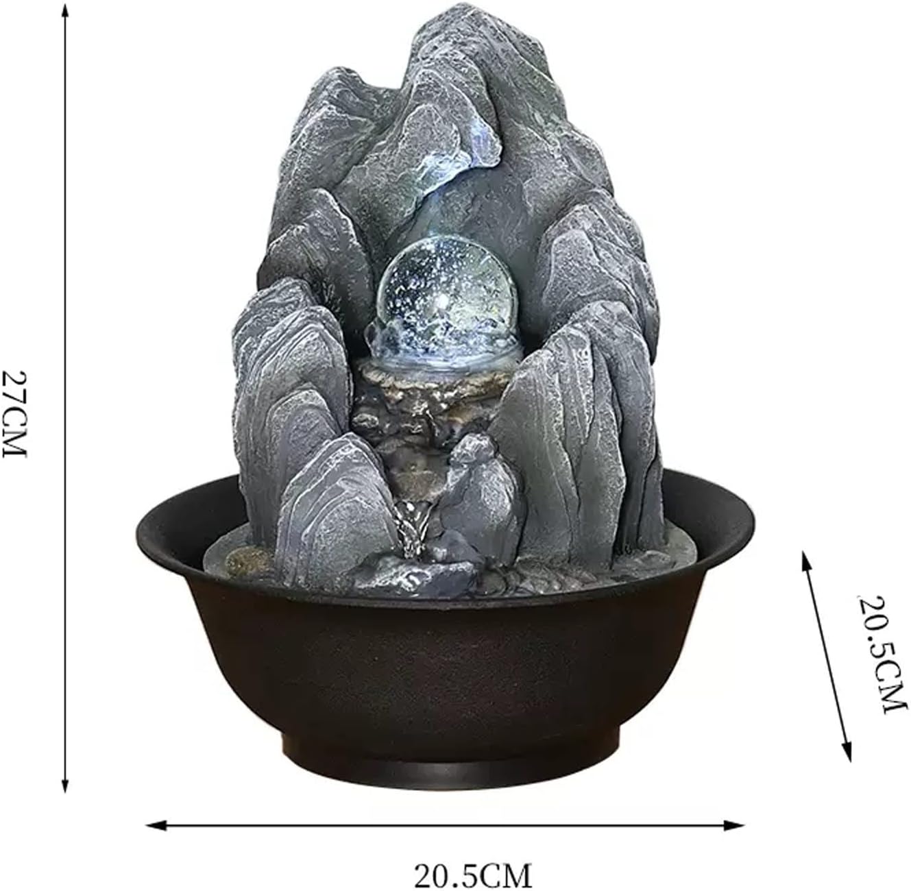 HIHELO Desktop Fountain Desktop Fountain Indoor Tabletop Fountain Waterfall with Rotatable Ball for Desk Office Home Bedroom Water Fountain Outdoor