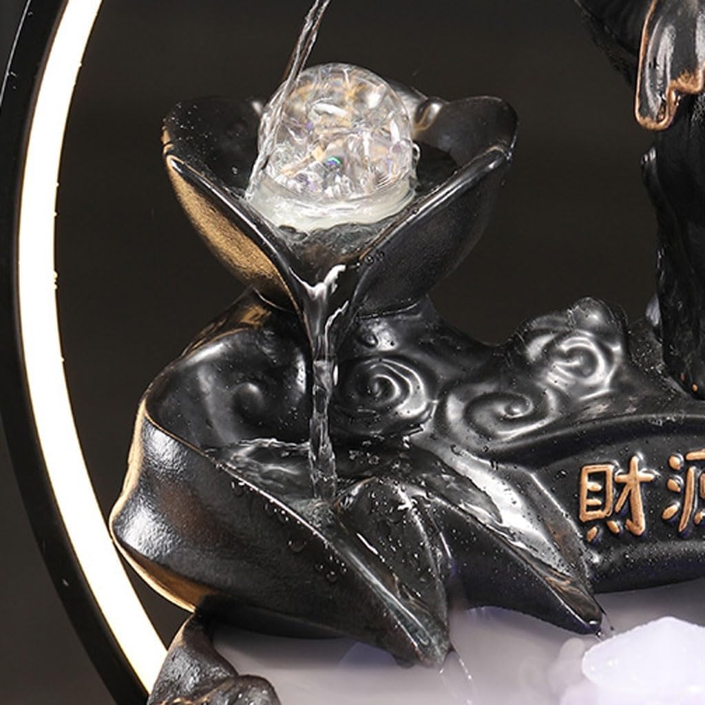 GUERNSEY Tabletop Fountain Chinese Style Living Room Porch Water Ornaments Office Desktop Fountain Ornaments Tea Room Art Decorations Indoor Waterfall Feature Indoor Fountain