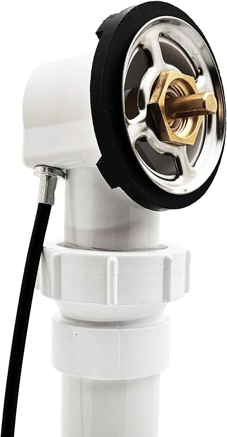Westbrass A50P35BJ-01 1-1/2' Sch. 40 PVC 35' Cable Driven Bath Waste Kit with Ball Joint Head and Brass Trim Drain Kit, Polished Brass