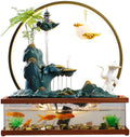GUERNSEY Tabletop Fountain Desktop Fish Tank Water Ornaments Rockery Fountain Circulating Water Wheel Living Room Porch Chinese Ornaments Indoor Fountain