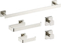 Kibi Blaze 5-Piece Bathroom Hardware Set – Includes 19 -Inch Hand Towel Bar and Holder, Toilet Paper Holder, Robe Hook – Wall Mounted, Solid Brass, Modern Bath Accessories (Brushed Nickel, KBA16-5-1)