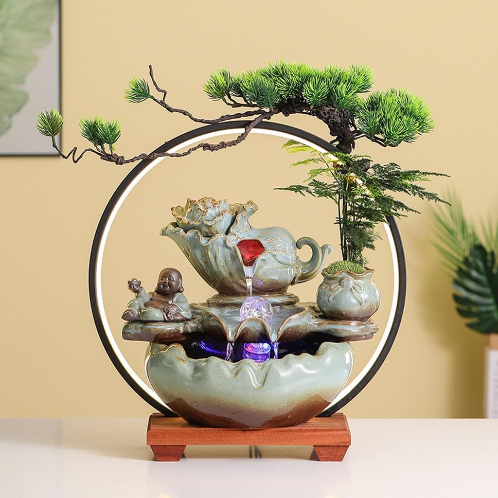 GUERNSEY Tabletop Fountain Tabletop Fountains Chinese Creative Water Ornaments Living Room Crystal Ball Circulating Water Desktop Fountain Office Desktop Decorations Indoor Fountain