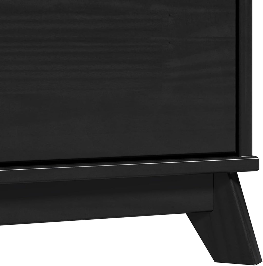 Powell Fordham Black Solid Pine Wood Twin Sized Platform Bed with Two Drawer Nightstand