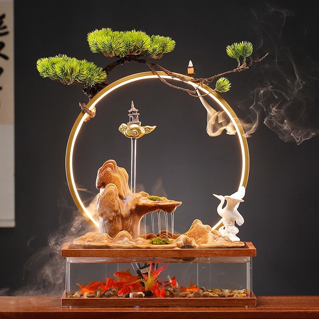 GUERNSEY Tabletop Fountain Tabletop Fountains Creative Fish Tank Water Ornaments Circulating Water Rockery Desktop Fountain Living Room Study Decorative Fountain Indoor Fountain