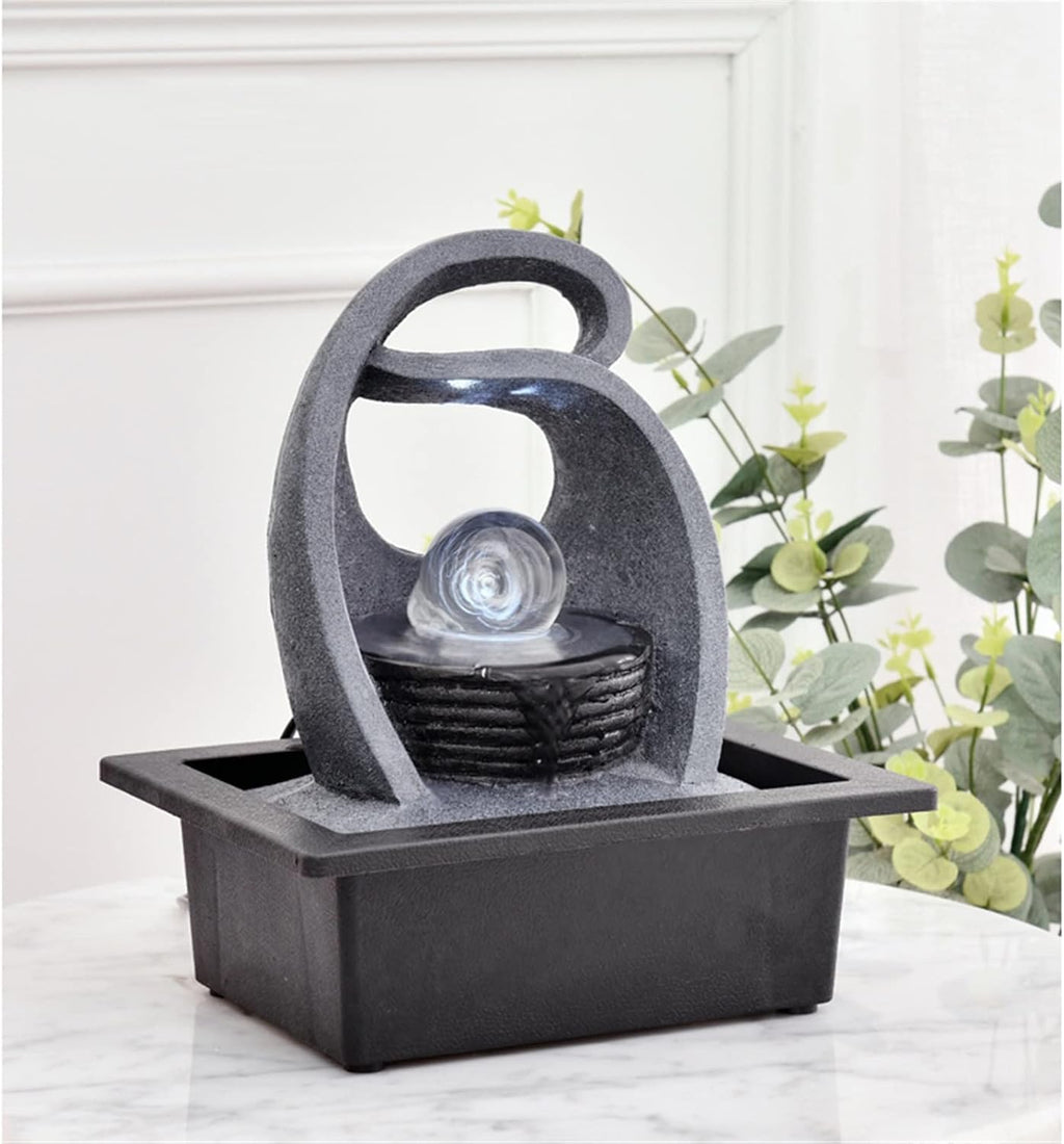 Indoor Water Fountain Tabletop Fountains Simple Desktop Circulating Water Ornaments Office Lucky Fountain Landscape Living Room Fortune Feng Shui Wheel Ball Meditation Fountain