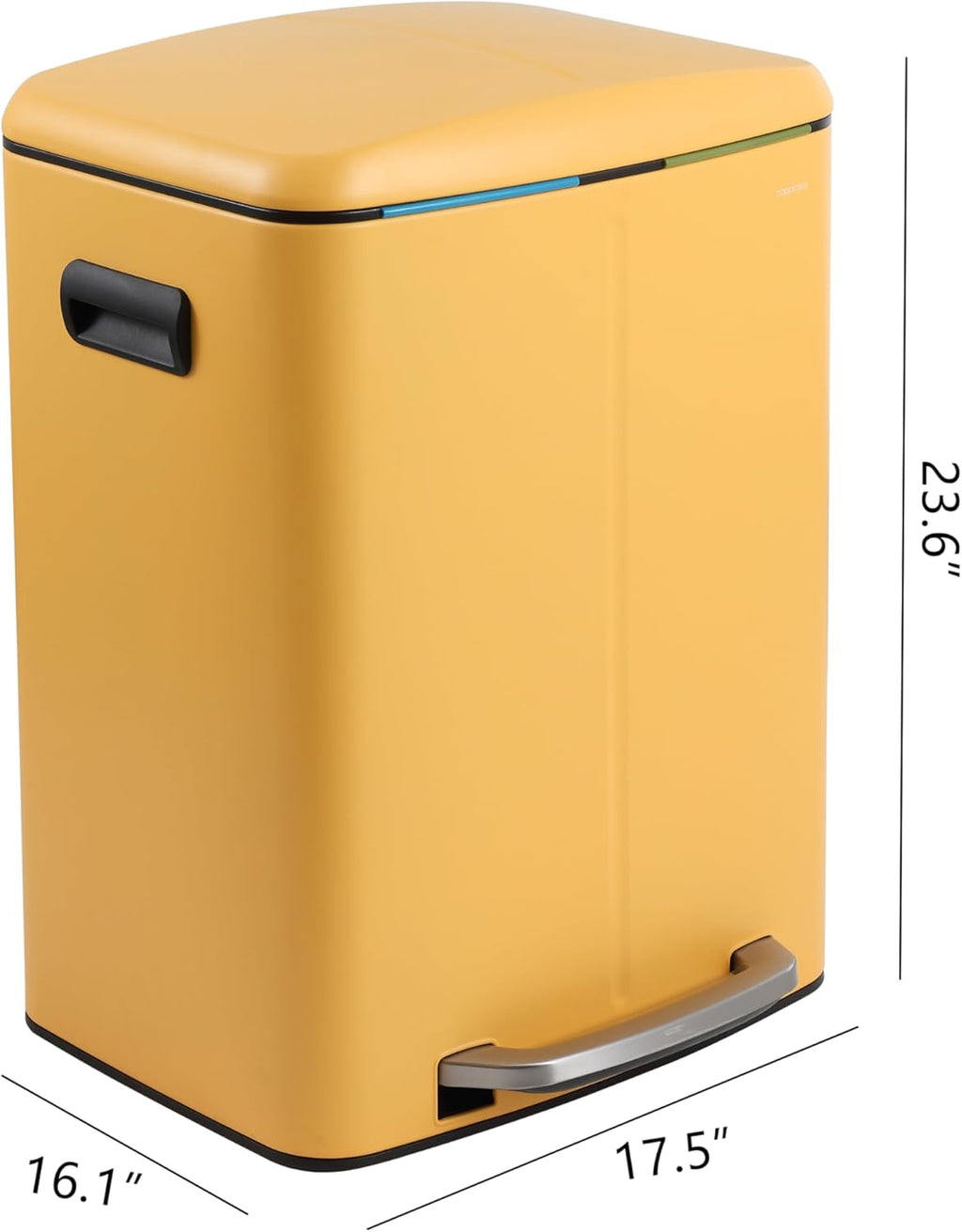 happimess HPM1005L Marco Rectangular 10.6-Gallon Double Bucket Trash Can with Soft-Close Lid, Daffodil Yellow, Fingerprint Resistant, Modern, Minimalistic for Home, Kitchen, Office, Bedroom, Bathroom