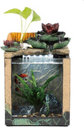GRFIT Indoor Fountain Desktop Fountain with Waterfall and Mini Landscape Self Cleaning Zen Scape Flow for Indoors Tabletop Fountain