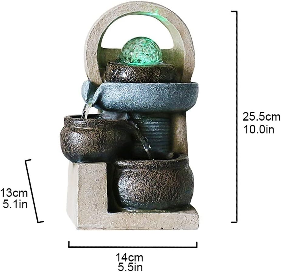 HIHELO Tabletop Fountain Desktop Fountain Chinese Water Fountain Decoration Feng Shui Ball Home Living Room Decoration Office Desktop Decoration Indoor Fountain