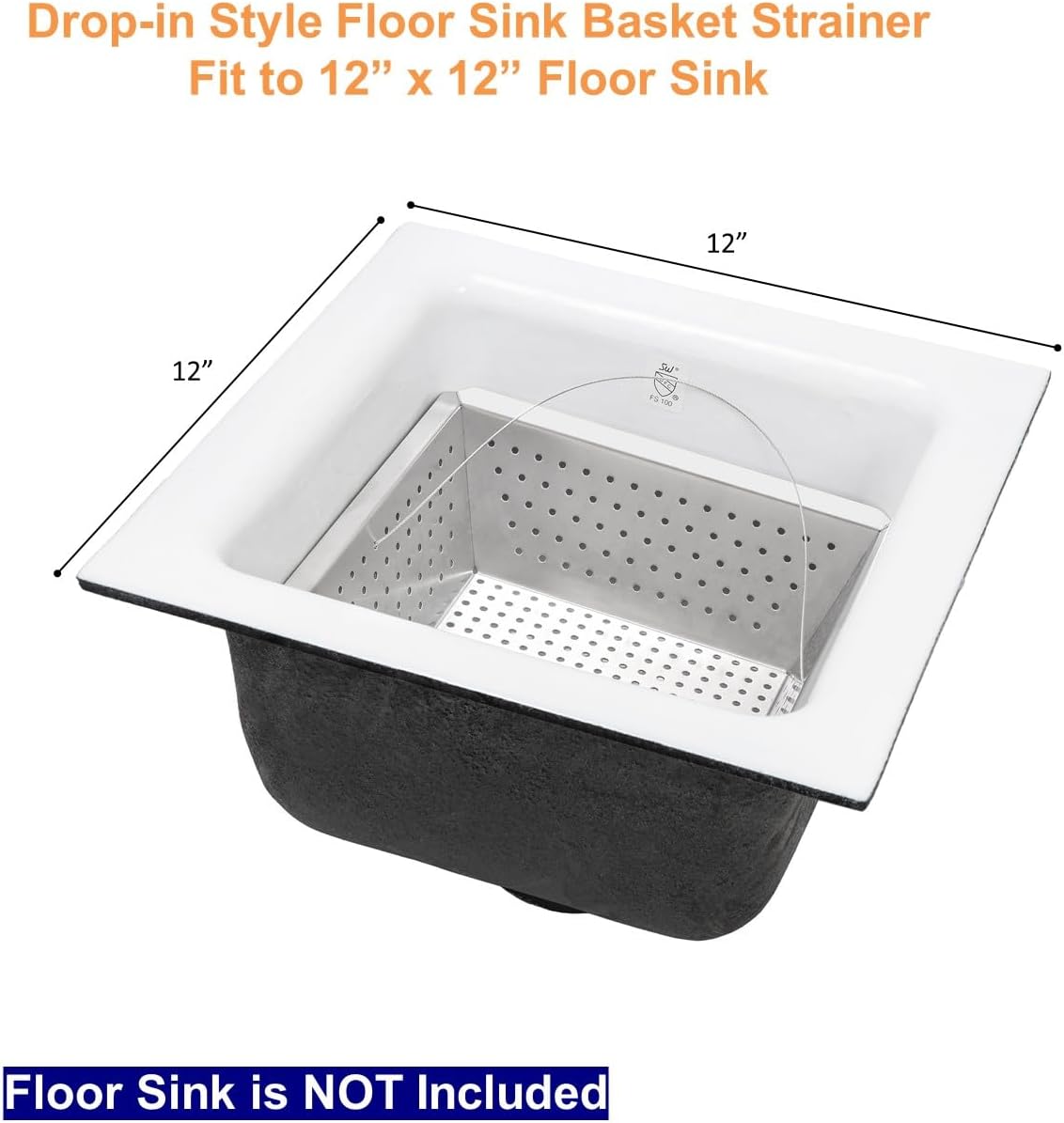 Leyso Stainless Steel Floor Sink Drop-in Basket Strainer Sink Drain Cover 8-1/2' x 8-1/2' x 3-1/8' for Kitchen, Restaurant, Bar, Buffet (Drop-in SS x 4)