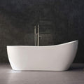 Woodbridge 67' Acrylic Freestanding Bathtub Contemporary Soaking Tub with Chrome Overflow and Drain, BTA1508-C,White