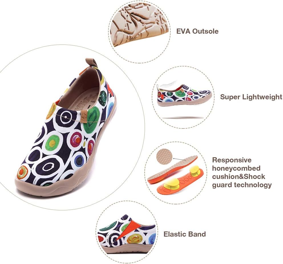 UIN Women's Artistic Slip-On Shoes Vibrant Floral Casual Loafers Lightweight Comfortable Travel Footwear