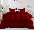 Pinch Pleated Burgundy 5 Piece Soft 500 GSM California Queen Size Comforter Set (Comforter + 4 Pillowcases) 1000 Series Egyptian Cotton Comforter Set