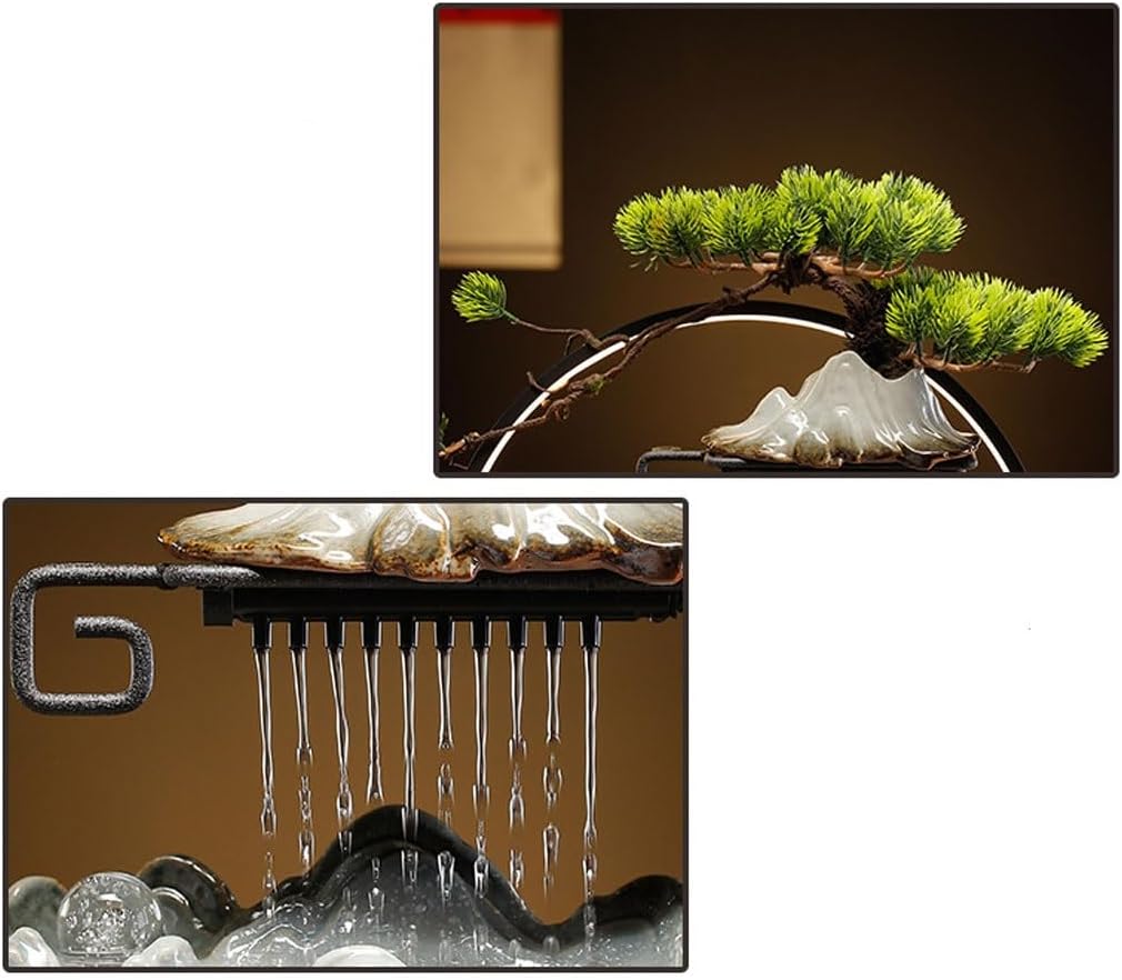 GUERNSEY Tabletop Fountain Chinese-Style Flowing Water Ornaments Rockery Circulating Water Desktop Fountain Office Desktop Fish Tank Ornaments Indoor Waterfall Feature Indoor Fountain