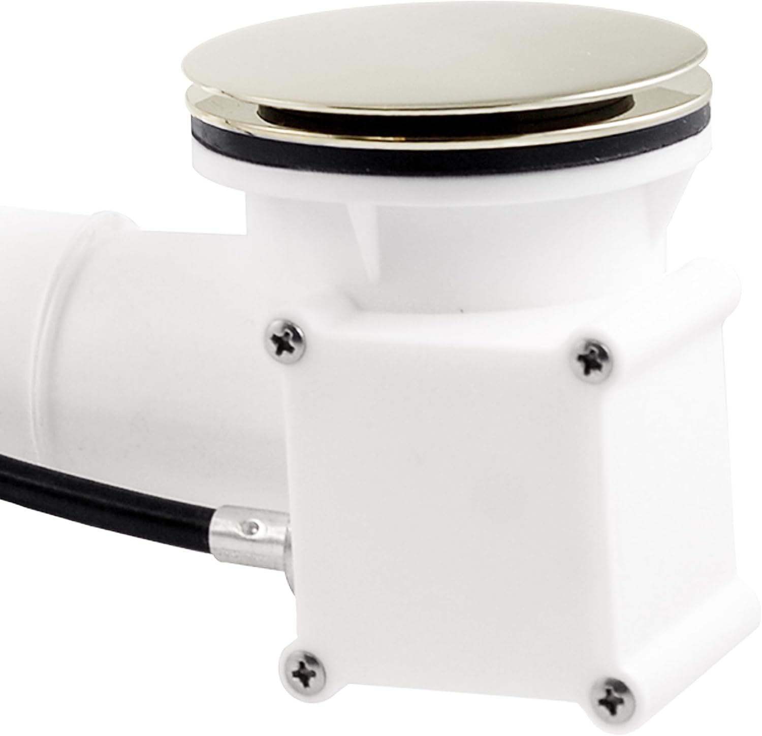 Westbrass D50P27TLE-05 27' Cable Drive Standard Bath Drain Trim Kit with Rotary Overflow Cover Knob, Pop-Up Stopper and Poly Tubular Pipes & Fittings, Polished Nickel (4-Pack)