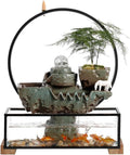 GUERNSEY Tabletop Fountain Creative Fish Tank Ornaments Office Desktop Fountain Living Room Desktop Decorations Tea Room Ceramic Fountain Ornaments Indoor Waterfall Feature Indoor Fountain