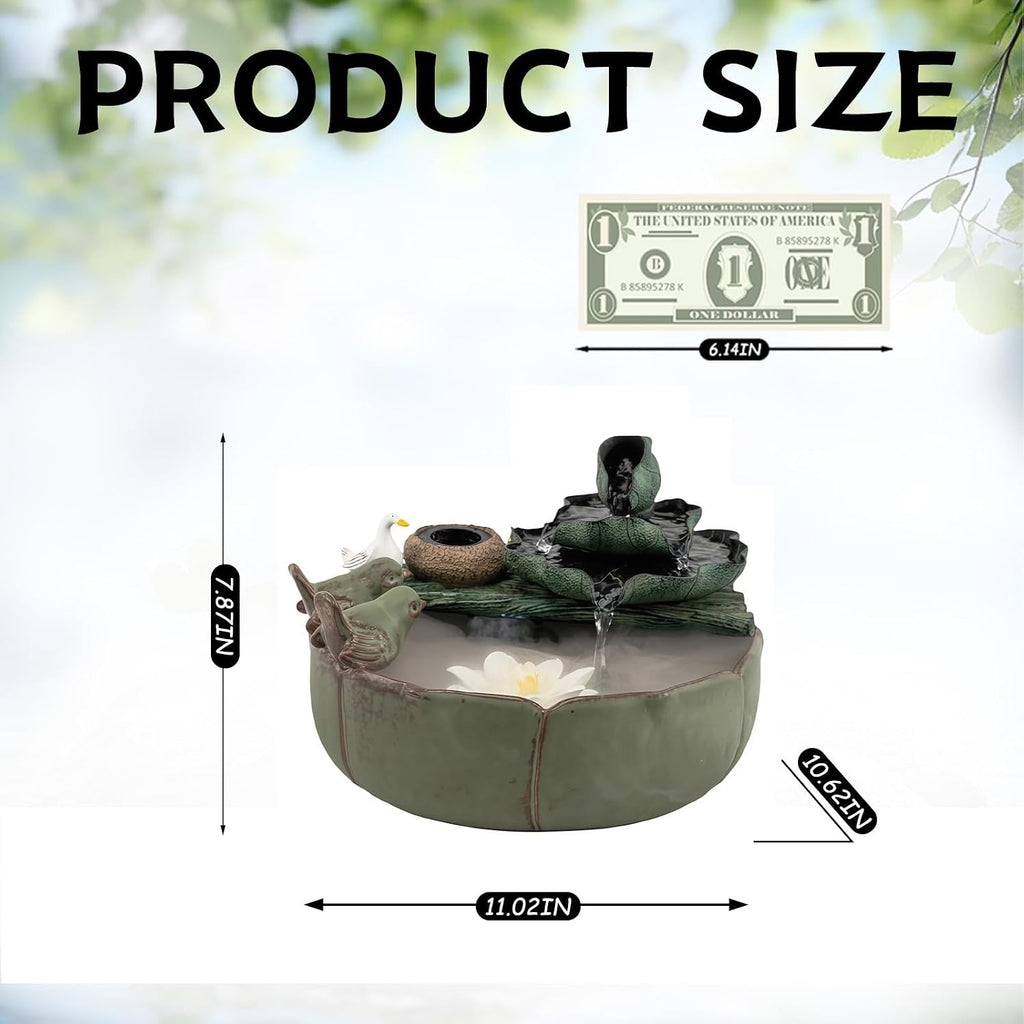 Tabletop Water Fountain Indoor - Water Fountain Decor for Meditation, Relaxation for Yoga, Study, Tea, Living Room, Office (Large with Atomization)