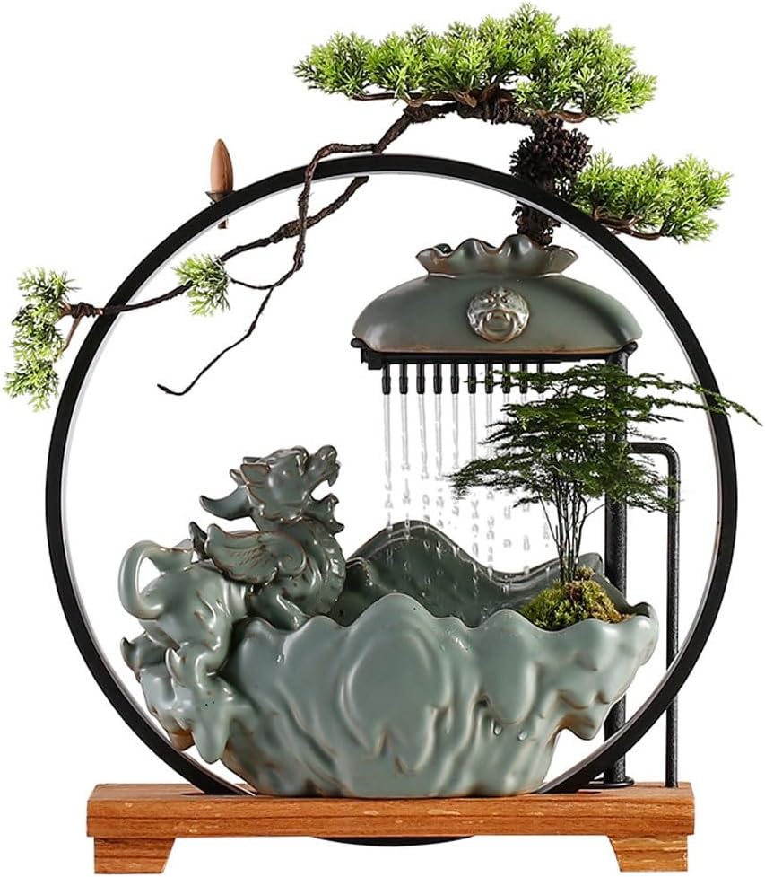 GUERNSEY Tabletop Fountain Desktop Water Ornaments Water Fountain Circulating Water Living Room Decoration Study Desk Decoration Indoor Fountain