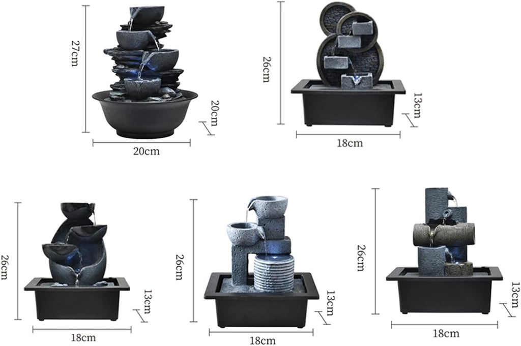 Indoor Fountain Indoor Fountain Tabletop Fountains Multi-Colored LED Lights Perfect Size for Home Office Soothing Cascading Water Sounds Tiered Desktop Features Tabletop cor (C)