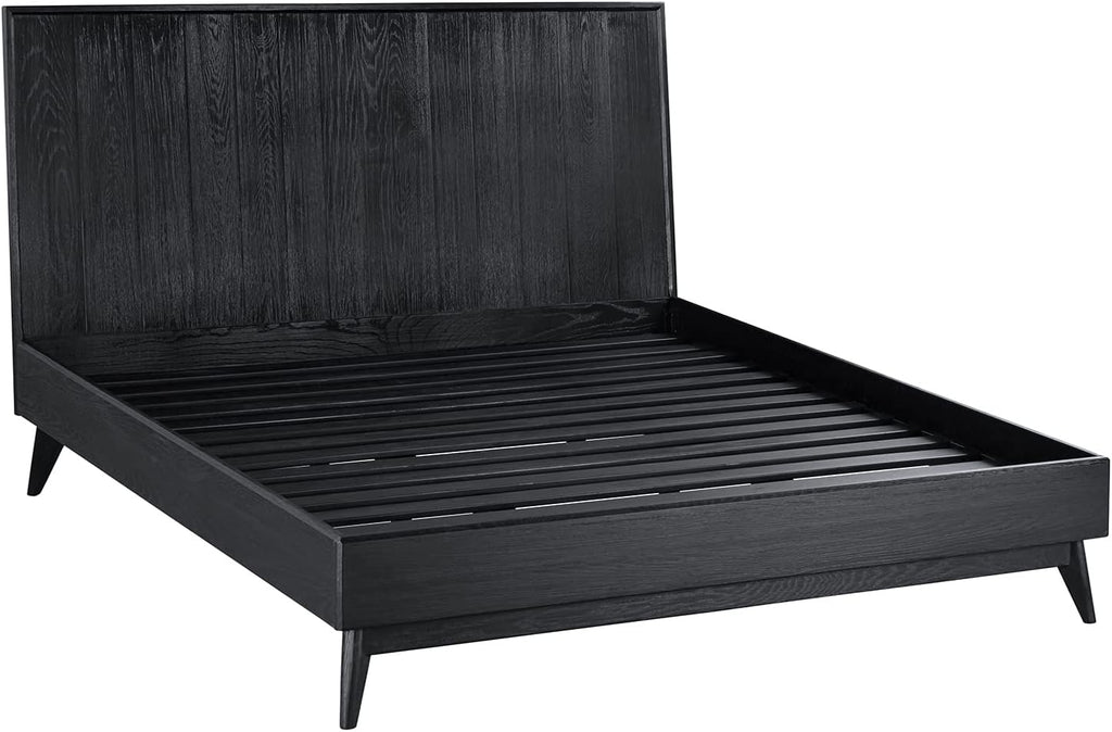 Armen Living Carnaby Queen 3 Piece Bedroom Set in Black Brushed Oak Wood