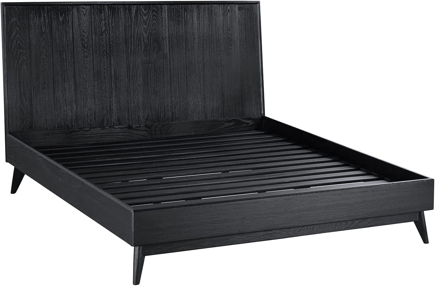 Armen Living Carnaby Queen 3 Piece Bedroom Set in Black Brushed Oak Wood
