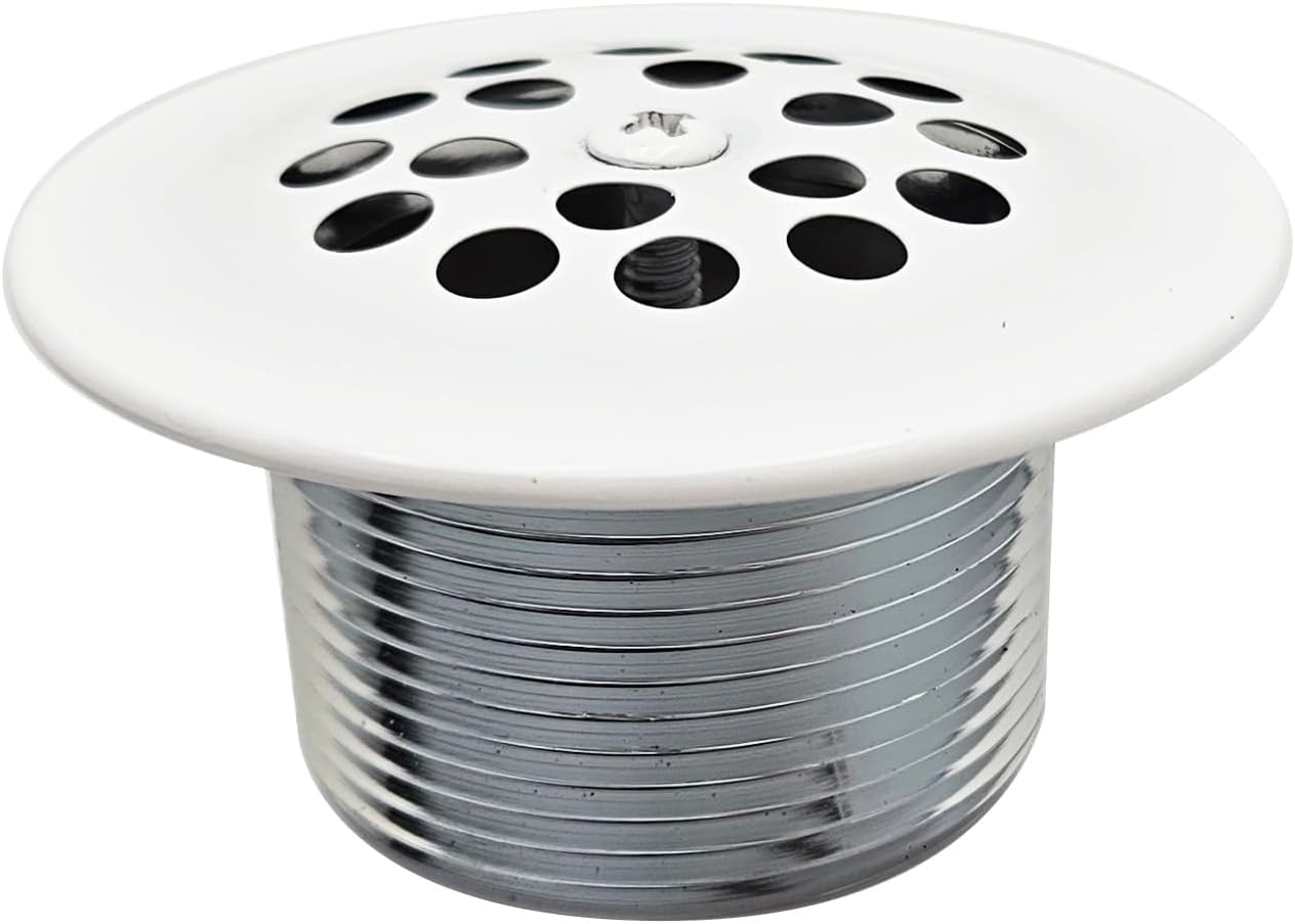 Westbrass A323-50 14' Bath Waste & Overflow Assembly with Trip Lever and Beehive Strainer Grid Drain, Powder Coat White