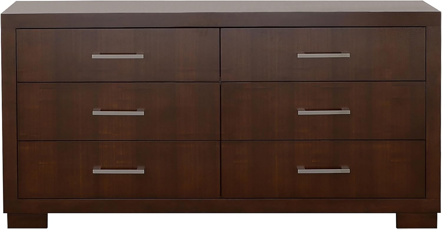 Coaster Home Furnishings Jessica Contemporary 4-Piece Bedroom Set Queen Size LED Panel Bed Frame 43-inch Headboard Cappuccino 200711Q-S4