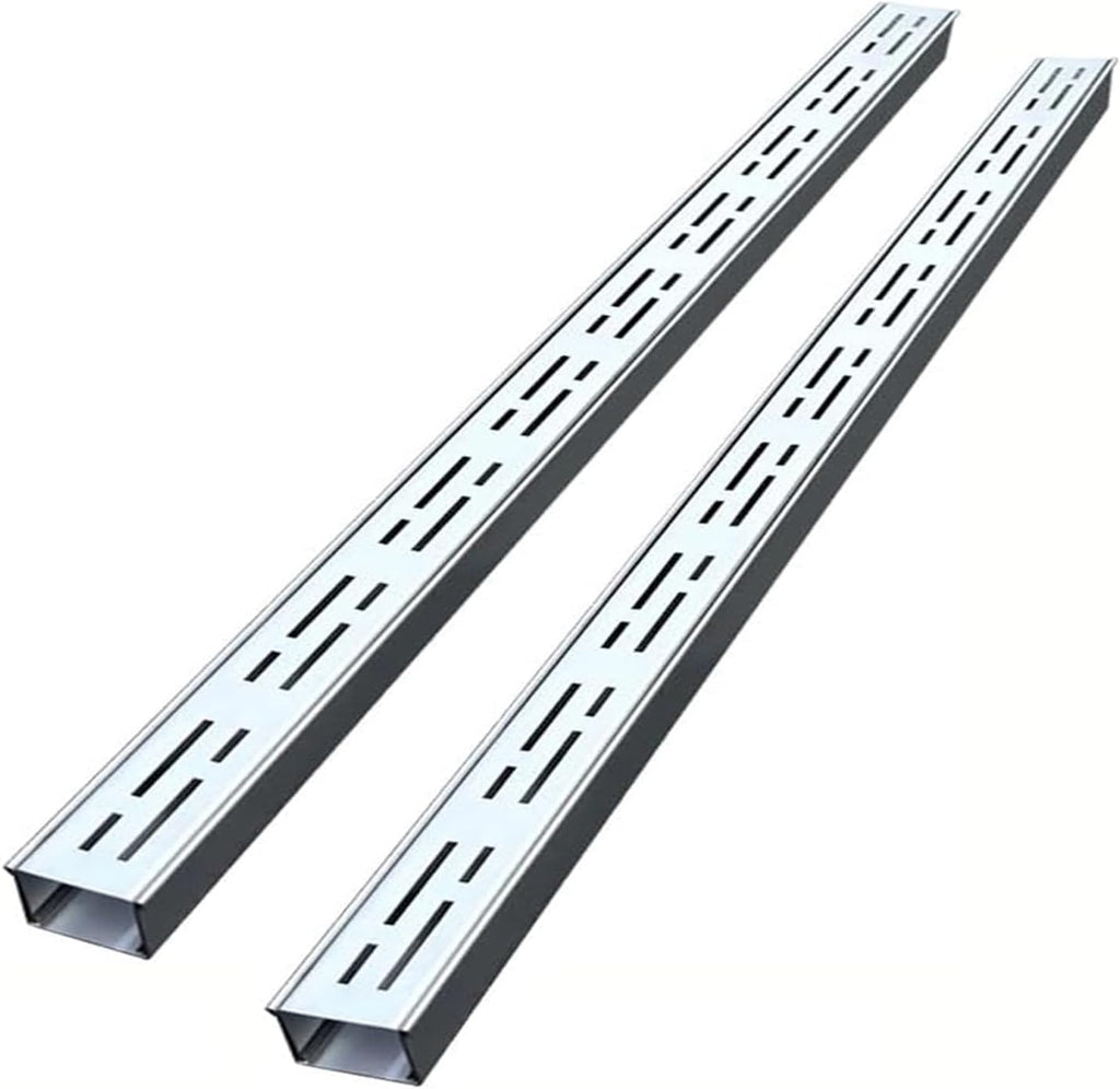 2PCS Narrow Channel Drain Grate, 304 Stainless Steel Trench Drain System with Grate, Outdoor Shallow Channel Drainage Kit for Yard, Patio, Driveway Garage (39.4' Lx3.94 Wx1.97 H)