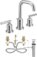 Moen Gibson Two-Handle High Arc Widespread Modern Bathroom Sink Faucet for 3-Hole Setups with Valve Included, Chrome, TV6142