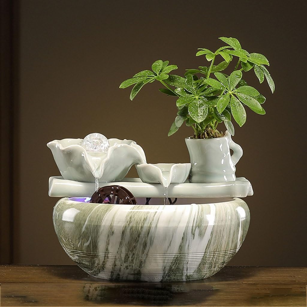 GUERNSEY Tabletop Fountain Desktop Ornaments Circulating Water Ornaments Fish Tank Living Room Office Desktop Fountain Decoration Office Indoor Fountain