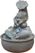 HIHELO Desktop Fountain Resin Tabletop Fountain Waterfall Decoration with LED Lights Portable Tabletop Decoration Zen Meditation Waterfall for Office Living Room Water Fountain Outdoor (Color : A)