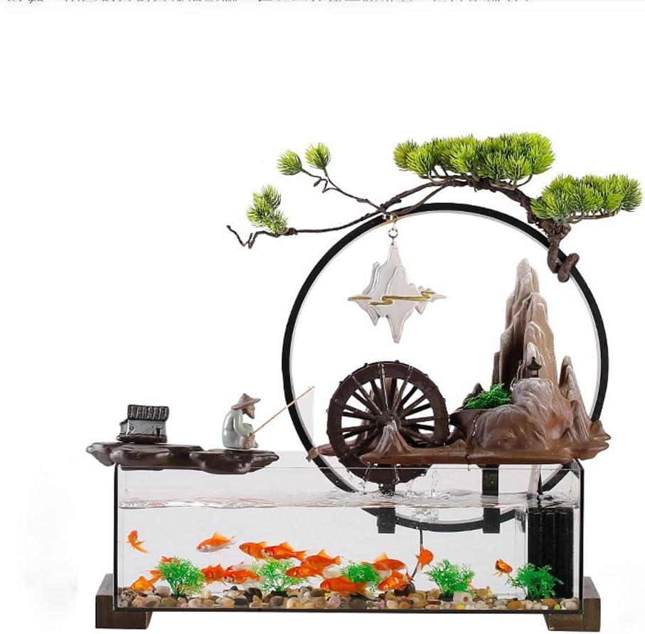 GUERNSEY Tabletop Fountain Desktop Water Ornaments Circulating Water Living Room Fountain Chinese Style Home Decoration Office Desktop Indoor Fountain