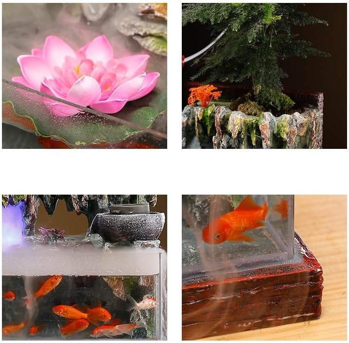 GUERNSEY Tabletop Fountain Tabletop Fountain Creative Living Room Water Fountain Humidifier Fish Tank Landscape Decoration Landscaping Office Desktop Decoration Indoor Fountain