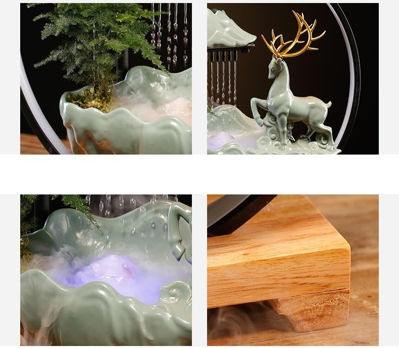 GUERNSEY Tabletop Fountain Tabletop Fountain Chinese Style Water Ornaments Creative Home Porch Living Room Desktop Office Circulating Water Fountain Indoor Fountain