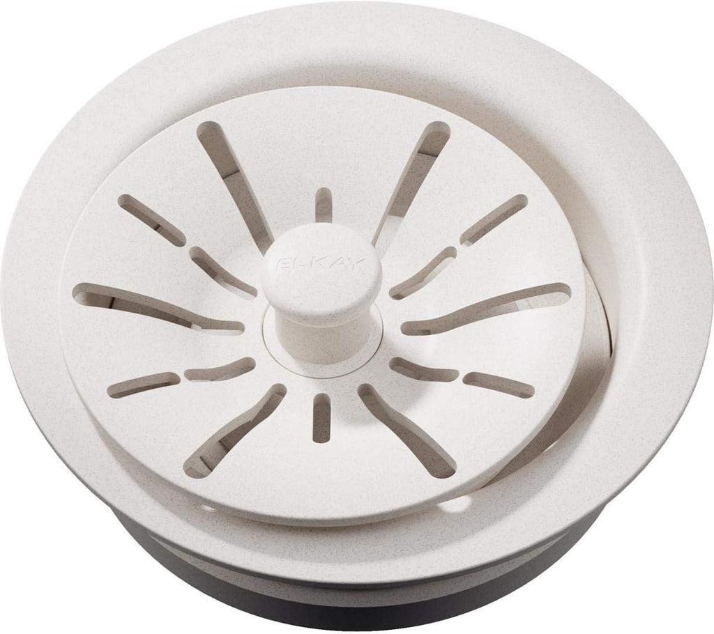 Elkay LKPDQD1RT Quartz Perfect Drain 3-1/2' Polymer Disposer Flange with Removable Basket Strainer and Rubber Stopper Ricotta