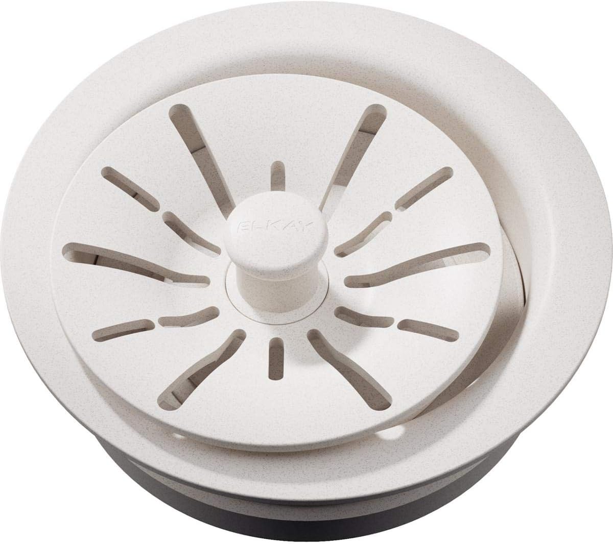 Elkay LKPDQD1RT Quartz Perfect Drain 3-1/2' Polymer Disposer Flange with Removable Basket Strainer and Rubber Stopper Ricotta