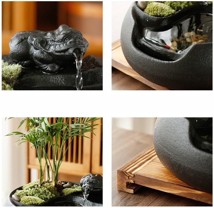 GUERNSEY Tabletop Fountain Tabletop Fountain Creative Flowing Water Home Interior Small Ornaments Desk Surface Potted Plant Micro Landscape Indoor Fountain