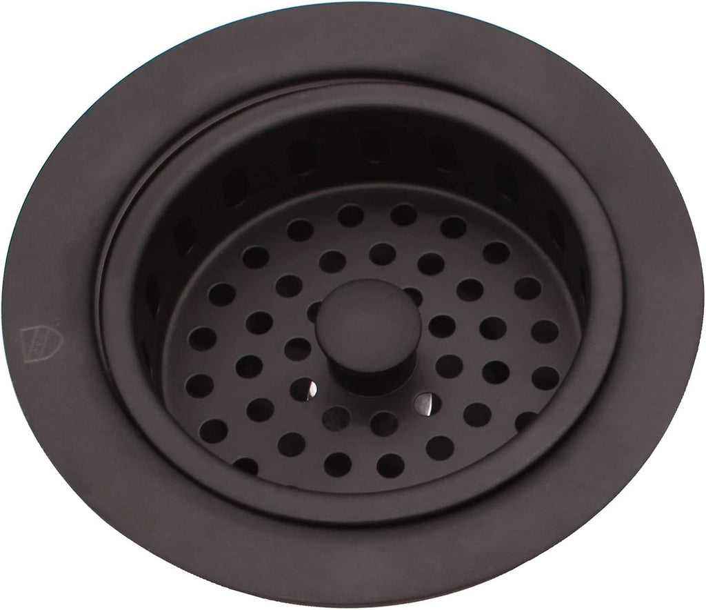 Westbrass CO2185-12 Combo Pack 3-1/2' Post Style Large Kitchen Sink Basket Strainer and Waste Disposal Drain Flange with Stopper, Oil Rubbed Bronze