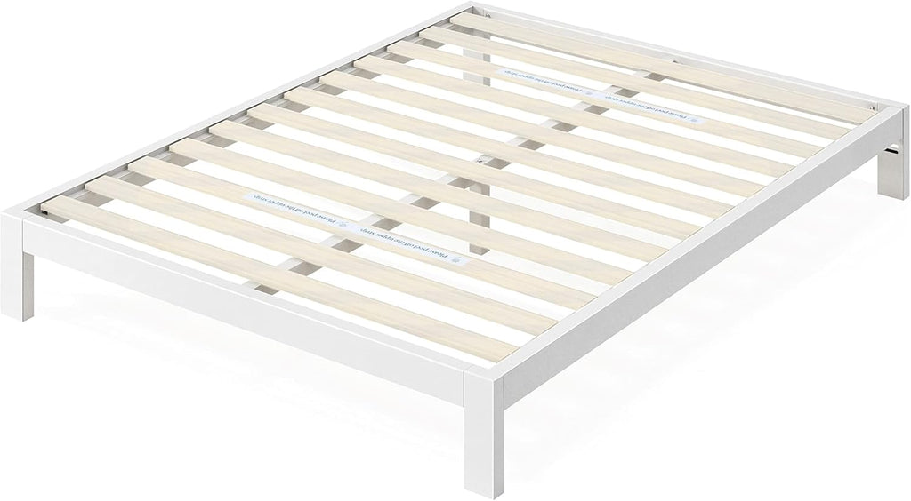 Zinus Arnav Metal Platform Bed Frame, Wood Slat Support, No Box Spring Needed, Easy Assembly, White, Full